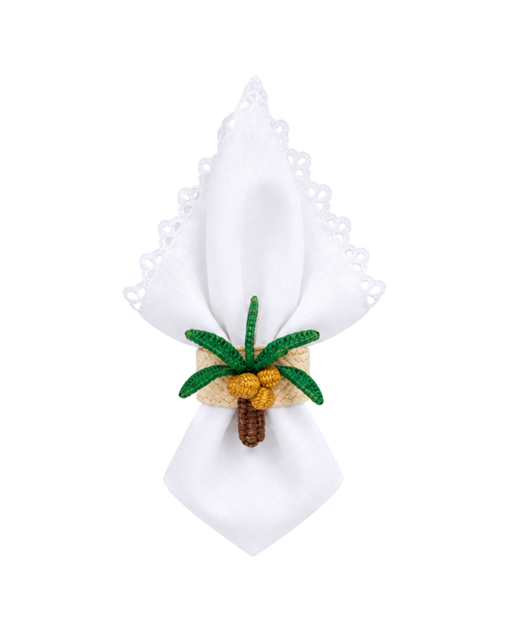 Handgewebter Serviettenring Palme, 2er Set
