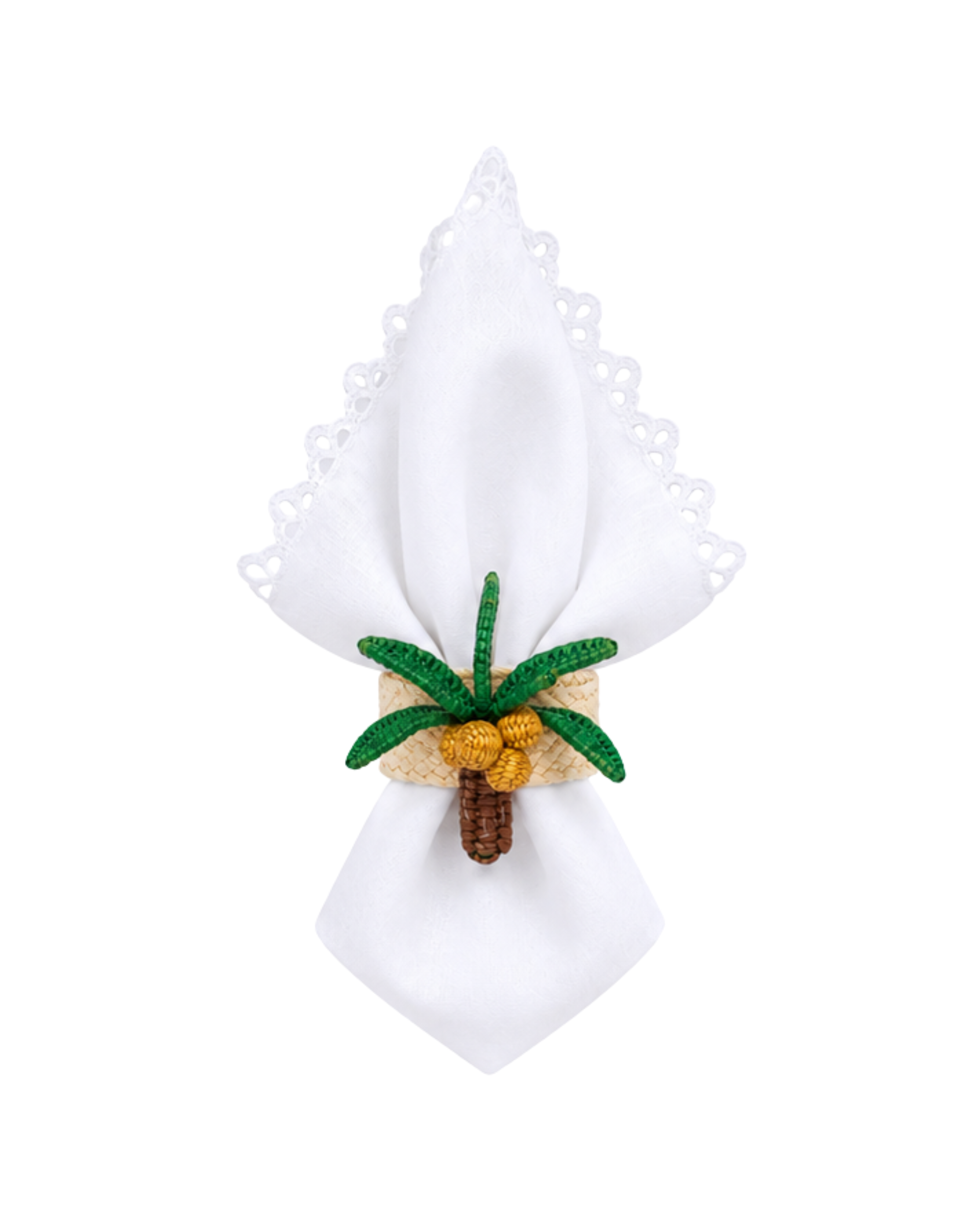 Handgewebter Serviettenring Palme, 2er Set