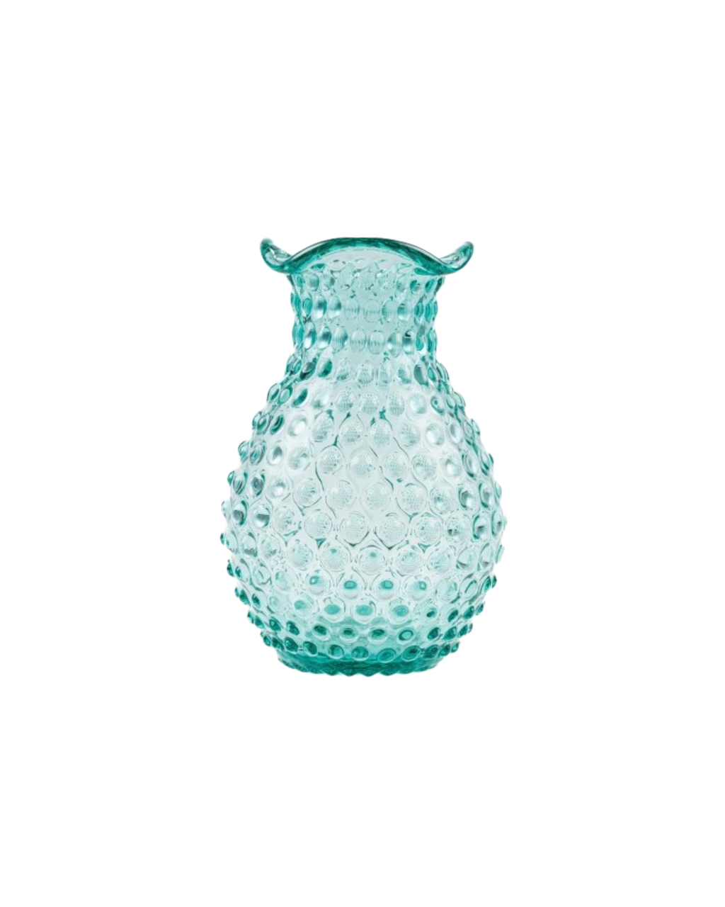 Elegante Hobnail-Kristallglasvase (20,5 cm) in Beryll-Grünblau für eine luxuriöse, zeitlose Tischdeko und exklusive Blumenarrangements.