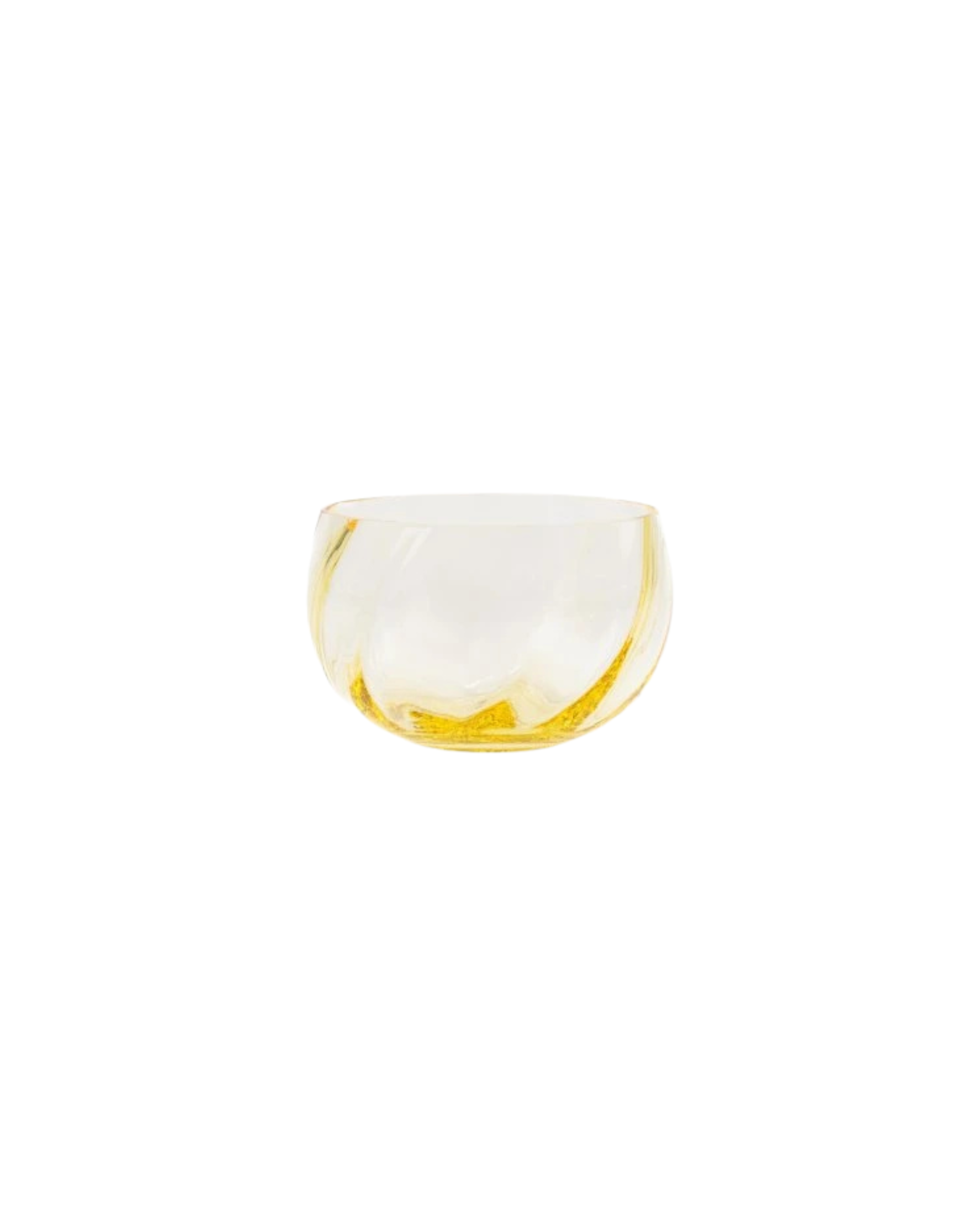 Mundgeblasene Kristallglas Schüssel in der gelben Farbe Citron mit fließenden Farbstrukturen von Anna von Lipa und Jytte Correll.
