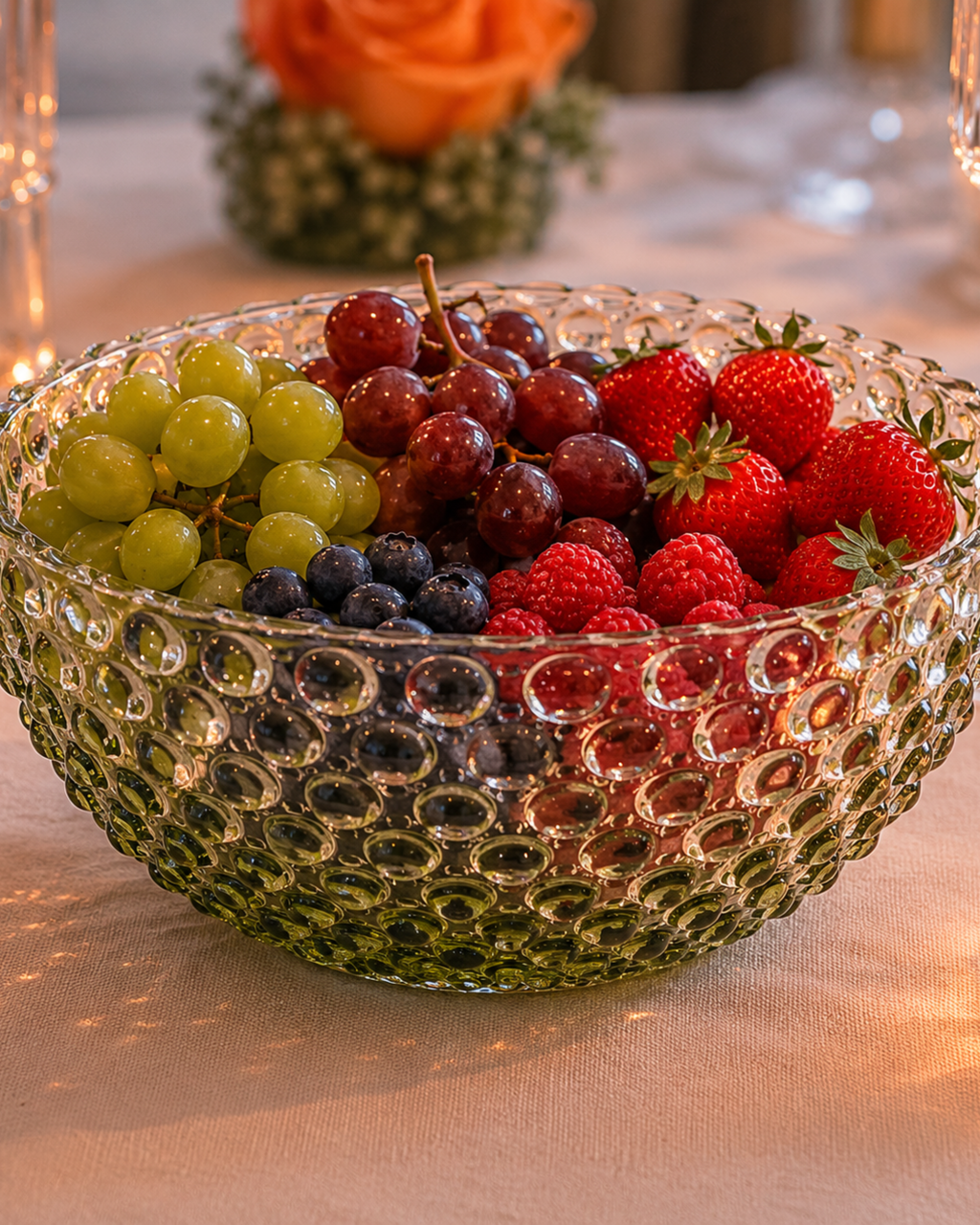 Anna von Lipa Hobnail Bowl Olivegreen Large