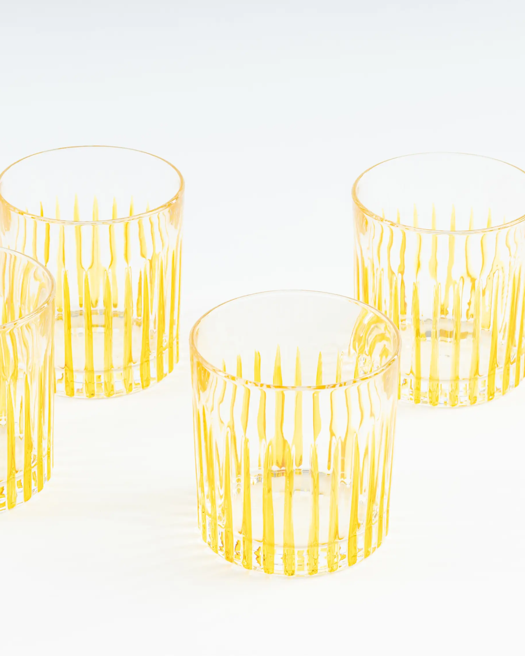 Handgefertigtes Kristallglas Gelb, 4er Set