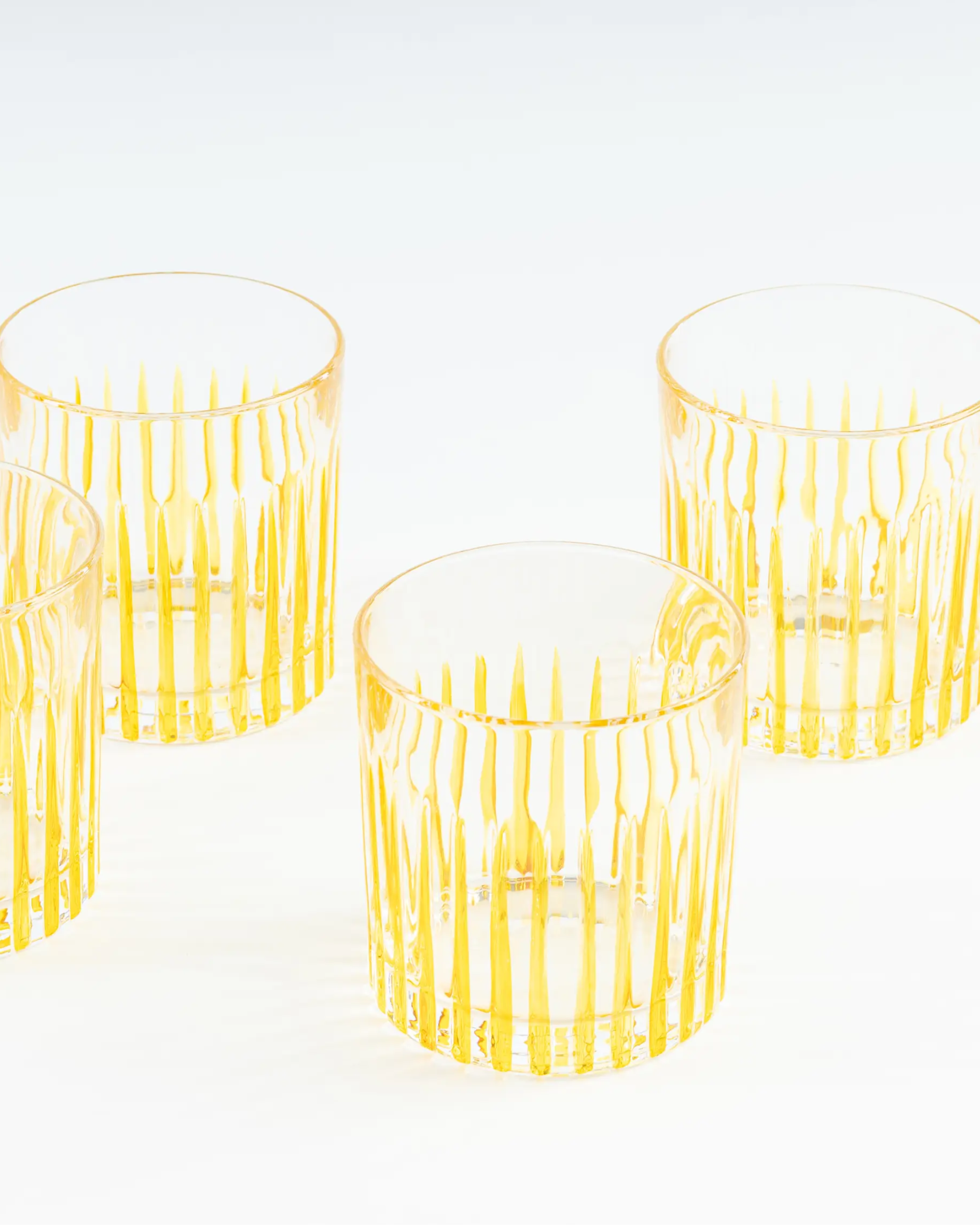 Handgefertigtes Kristallglas Gelb, 4er Set