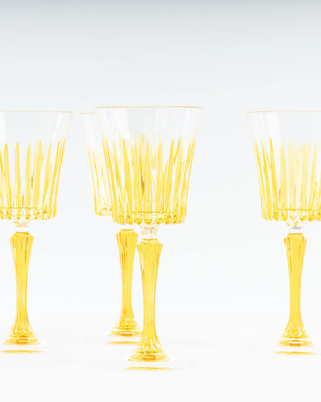Handgefertigte Kristall Weingläser Gelb, 4er Set