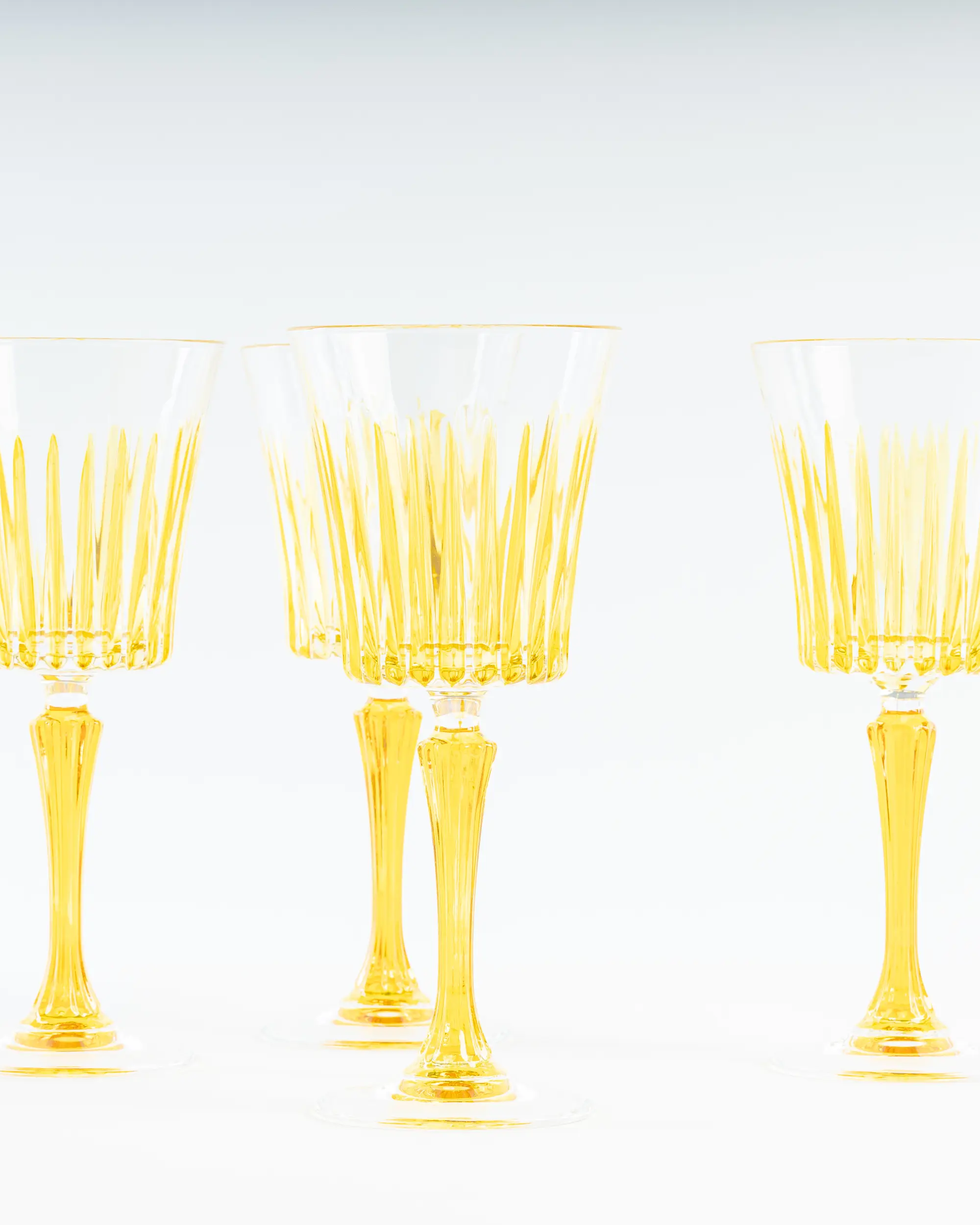 Handgefertigte Kristall Weingläser Gelb, 4er Set