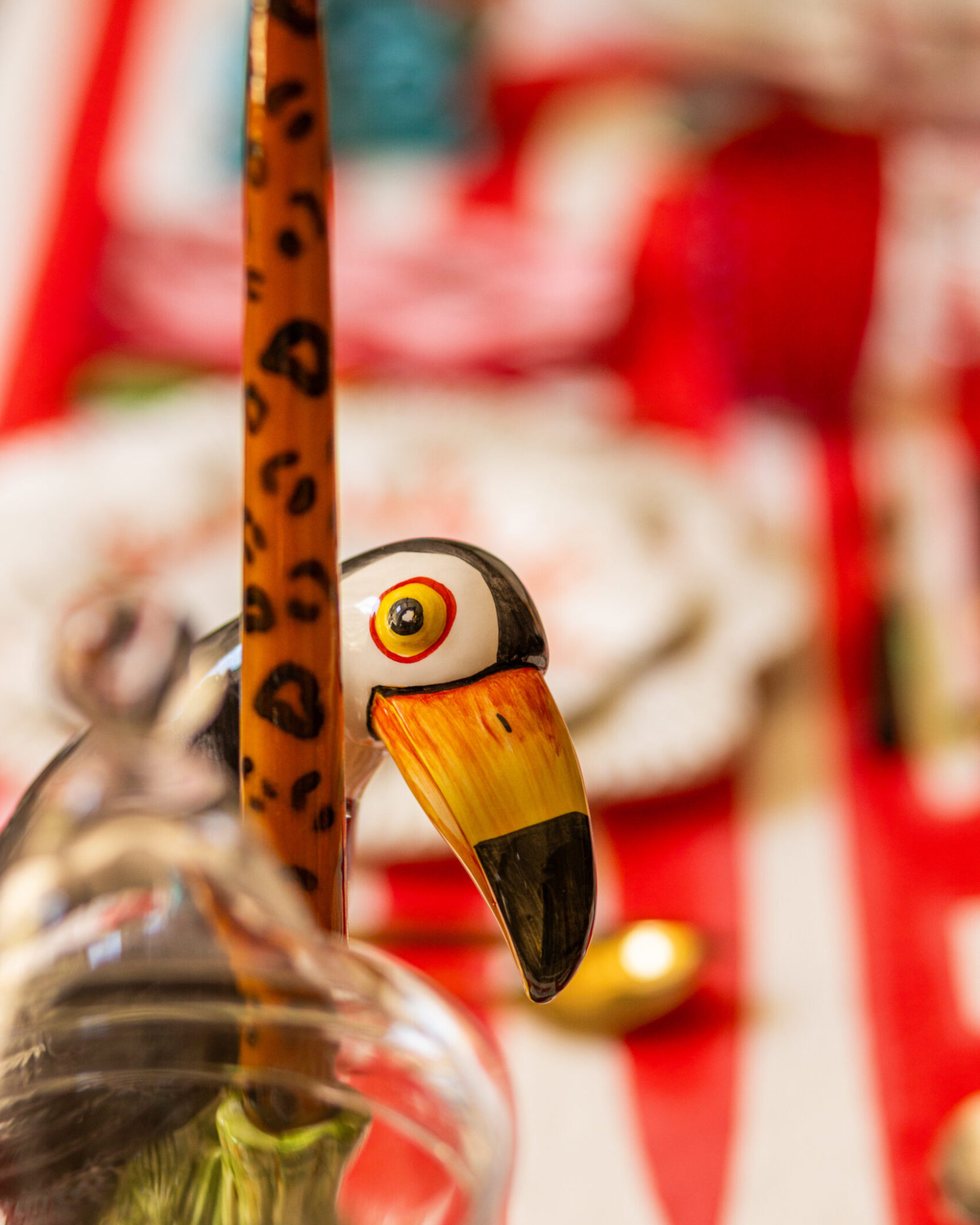 Handbemalter Keramik Kerzenständer Tukan