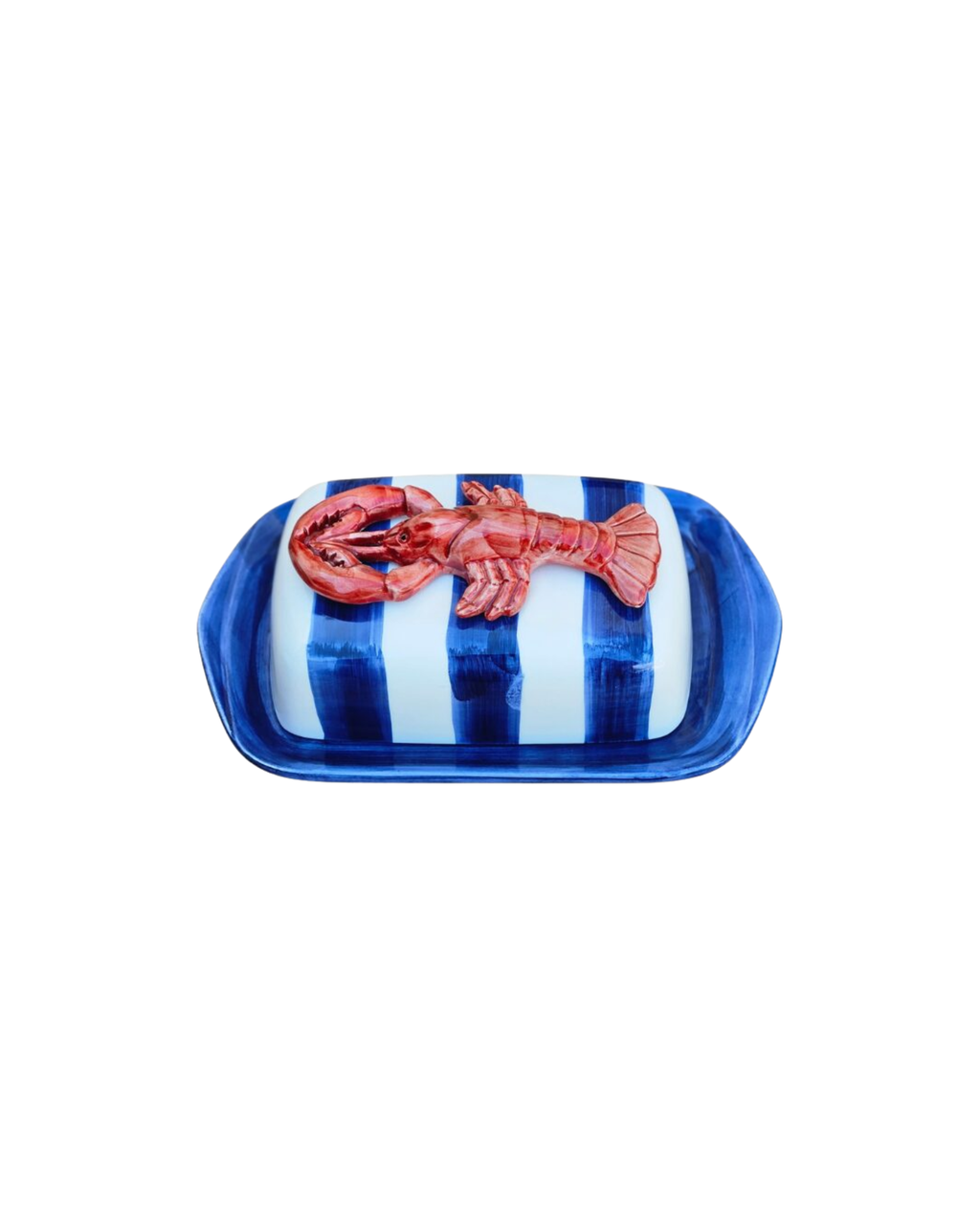 Handbemalte Keramik Butterdose Lobster