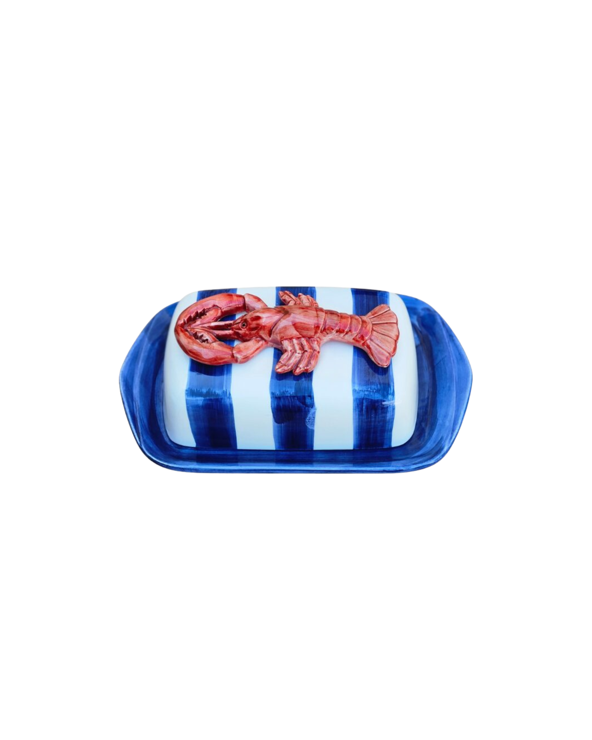 Handbemalte Keramik Butterdose Lobster