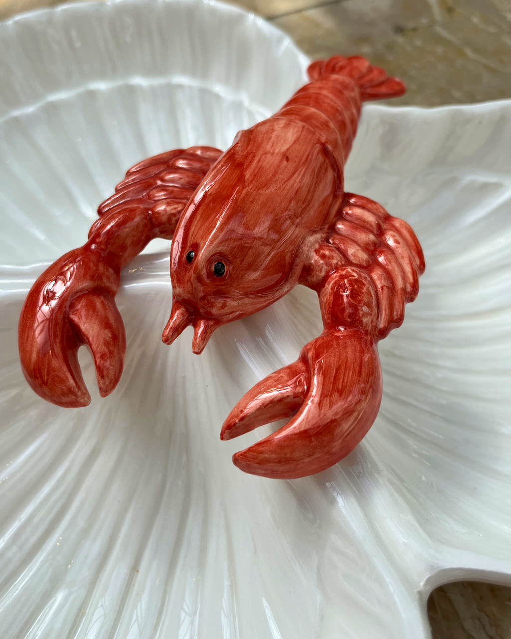 Handbemalter Keramik Vorspeisenschale Lobster, 3er Set