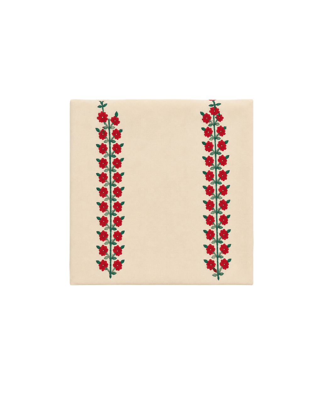 Handbedruckte Baumwoll Tischdecke Floral Beige