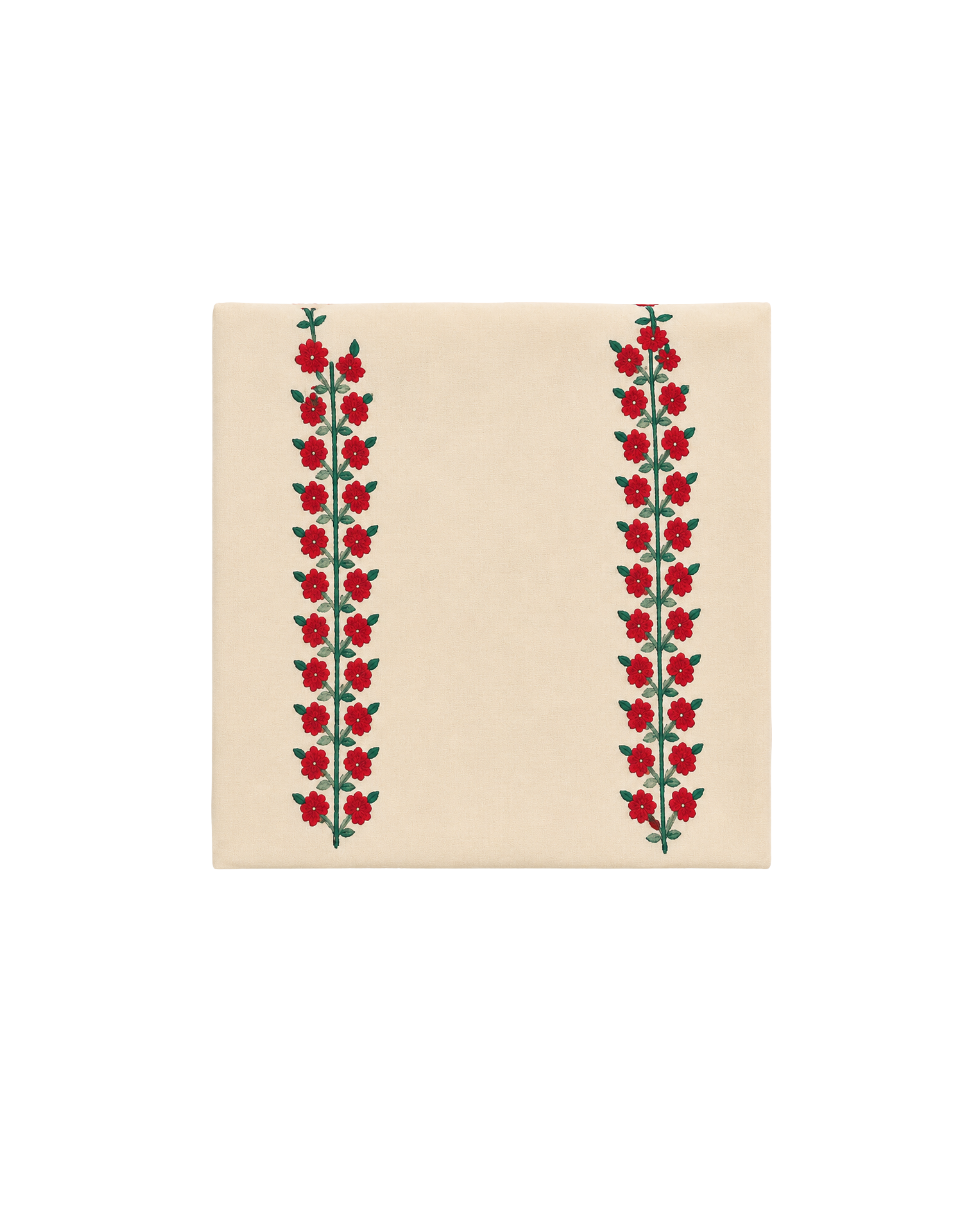 Handbedruckte Baumwoll Tischdecke Floral Beige