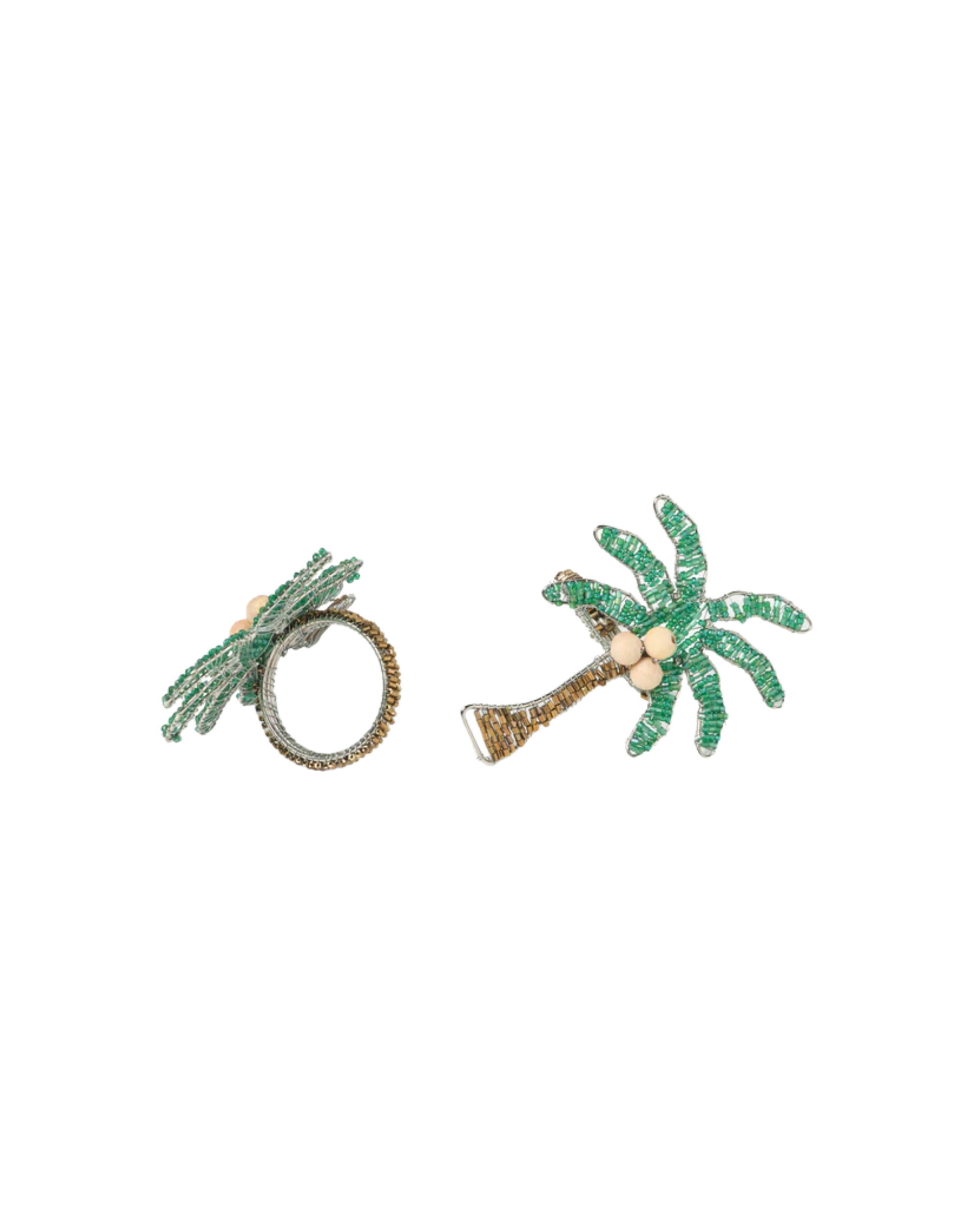 Handgefertigte Perlen Serviettenringe Palme, 2er Set