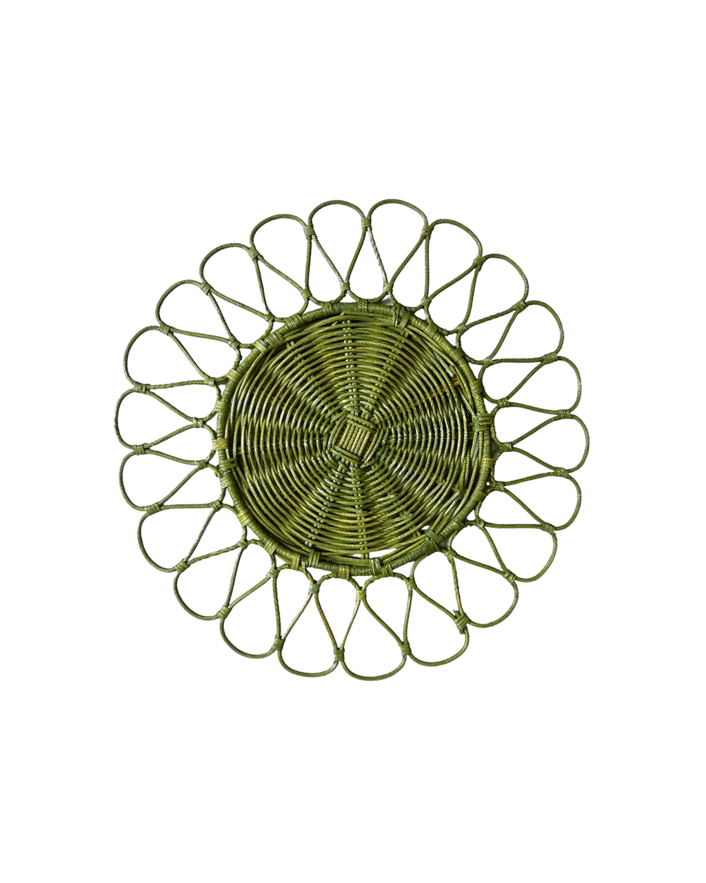 Rattan Tischset Blume Grün, 2er Set