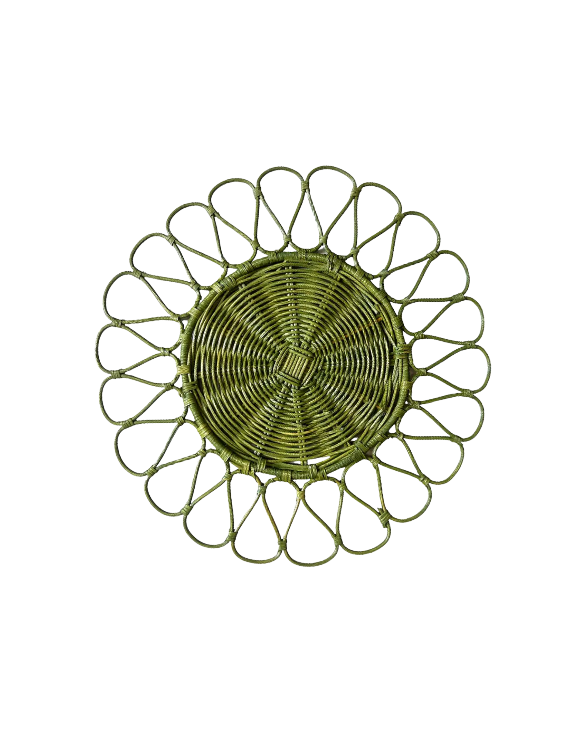 Rattan Tischset Blume Grün, 2er Set