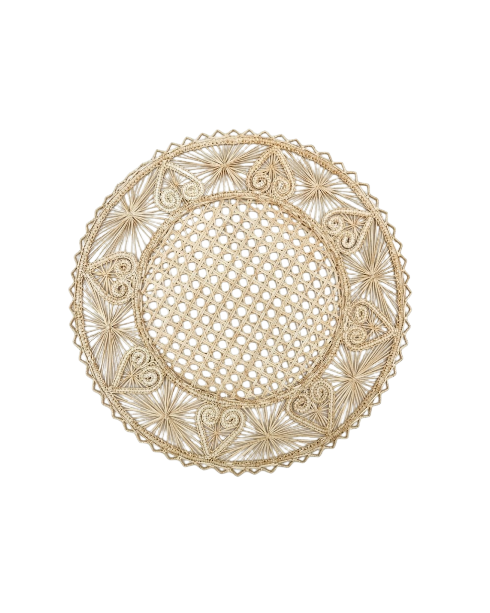 Placemat with heart ruffles, natural (set of 2)