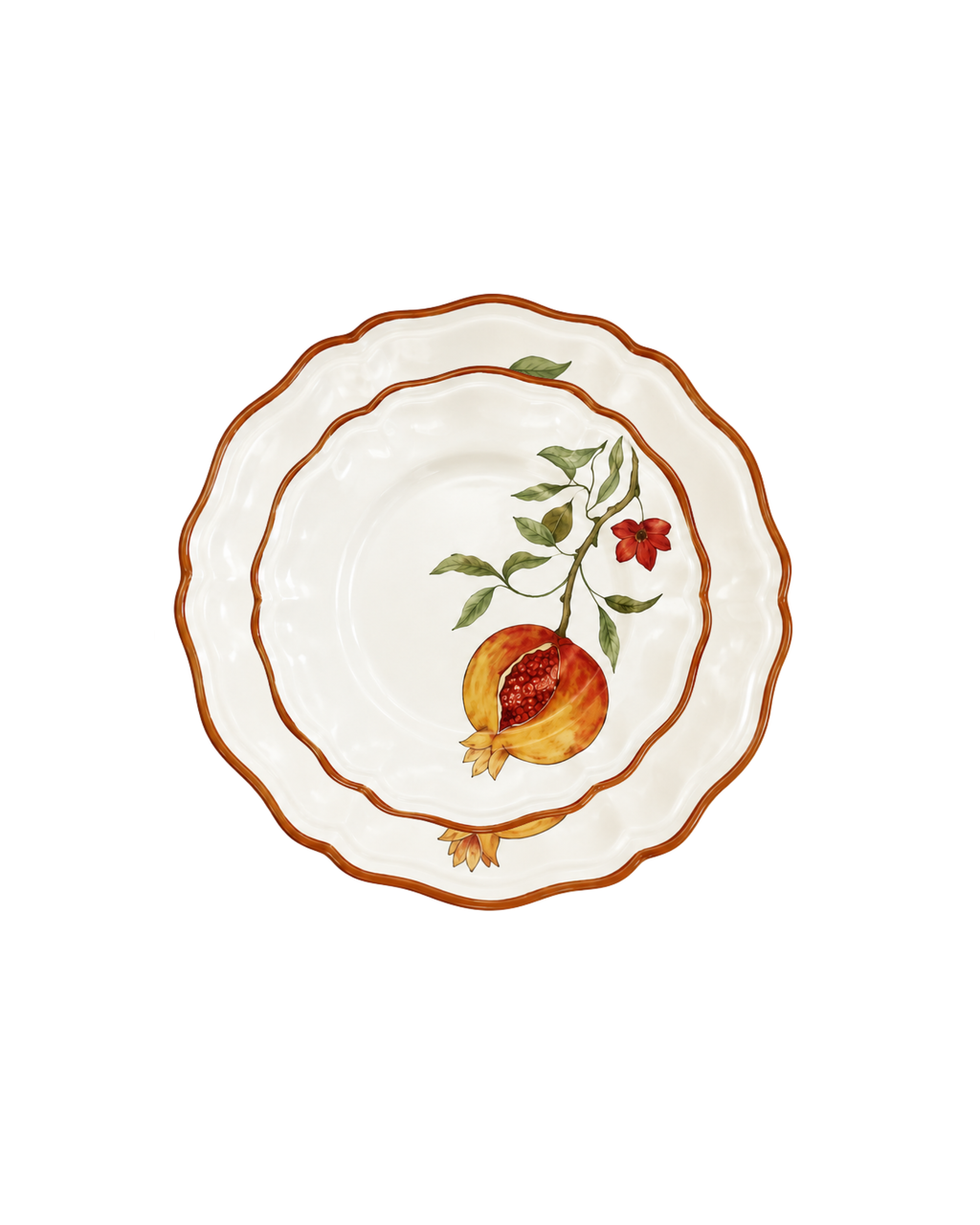 Dessertteller Granatapfelzweig Weiß, 4er Set