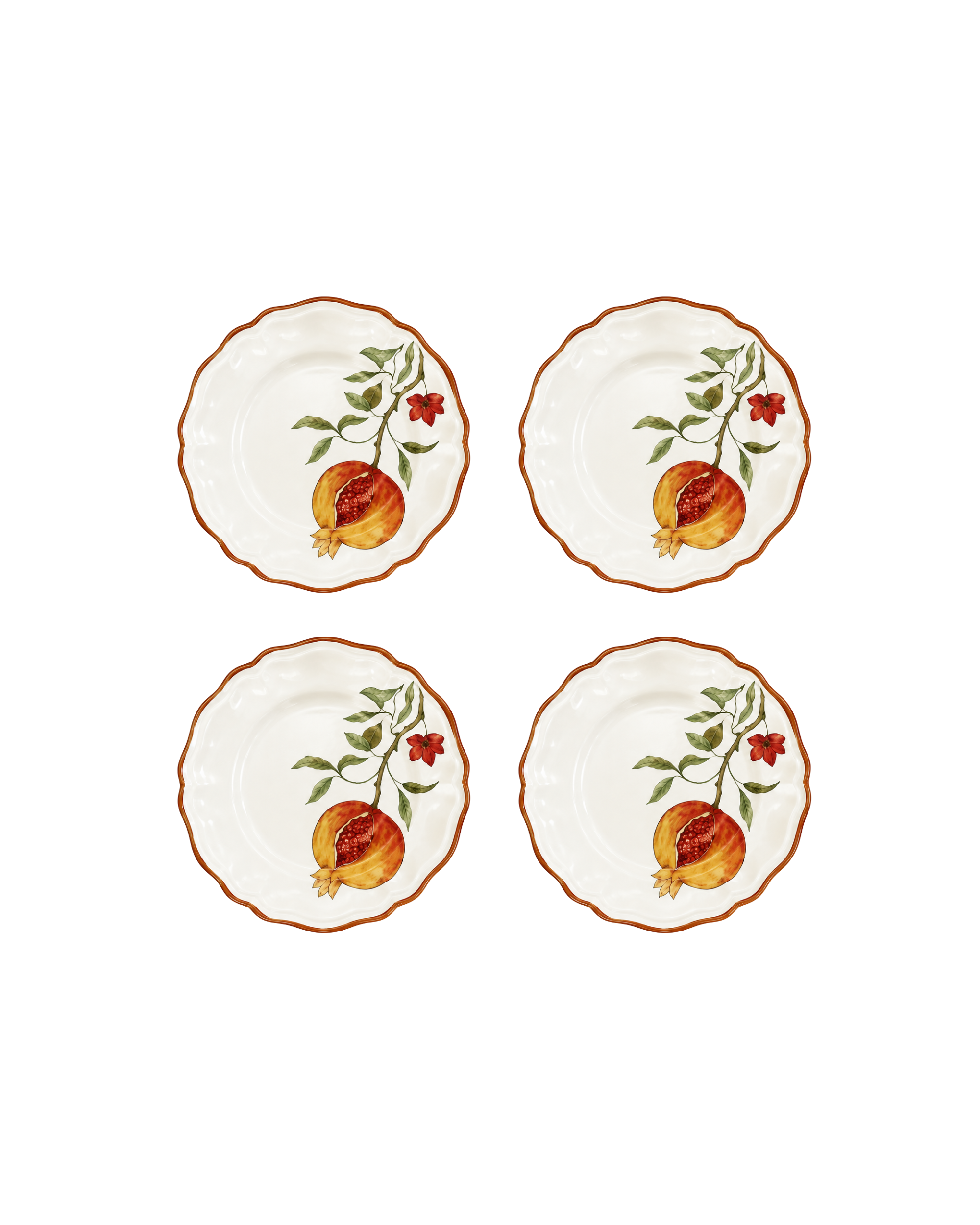 Dessertteller Granatapfelzweig Weiß, 4er Set