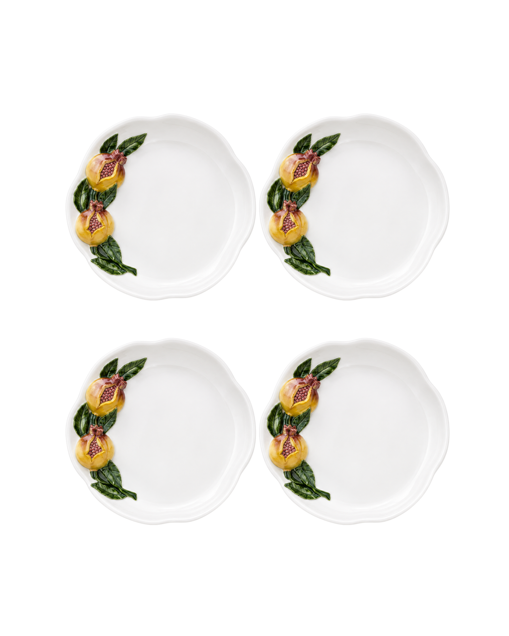 Speiseteller Rund Granatapfel-Rand, 4er Set
