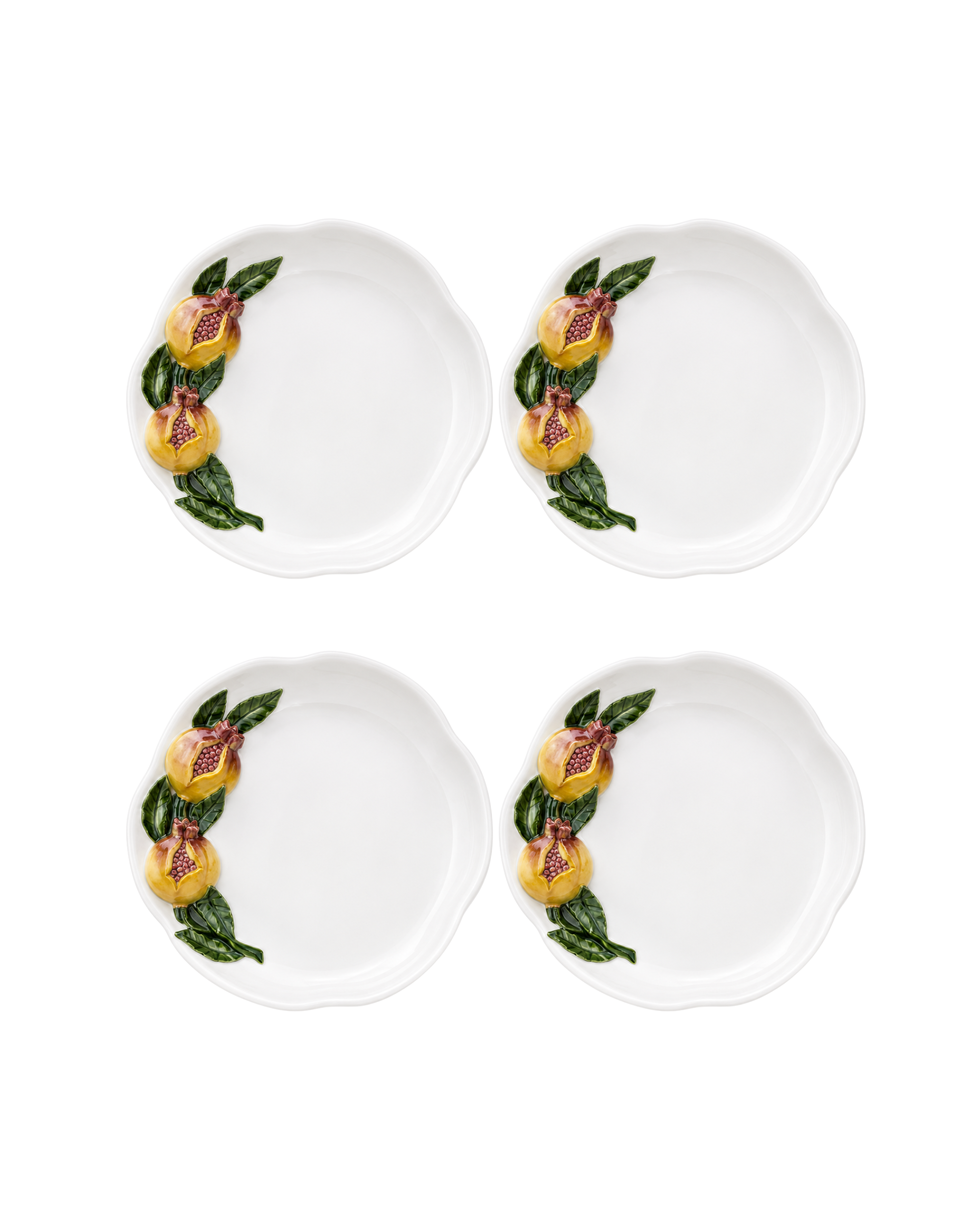 Speiseteller Rund Granatapfel-Rand, 4er Set