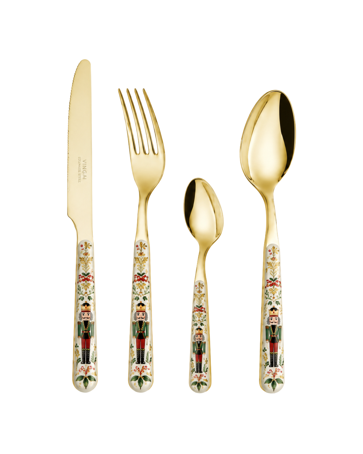 Besteckset Nussknacker Gold Edelstahl, 24-teilig