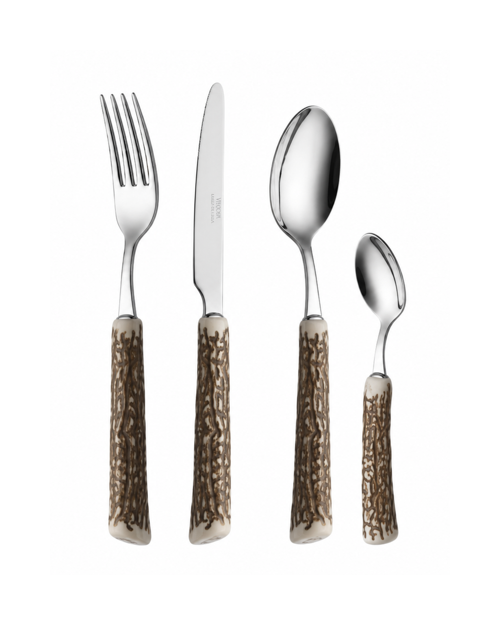 Besteckset Hirschhorn-Optik Edelstahl, 4-teilig