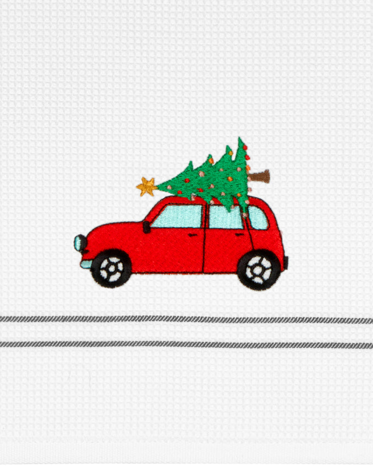 Geschirrtuch Weihnachtsauto Christbaum Bestickt