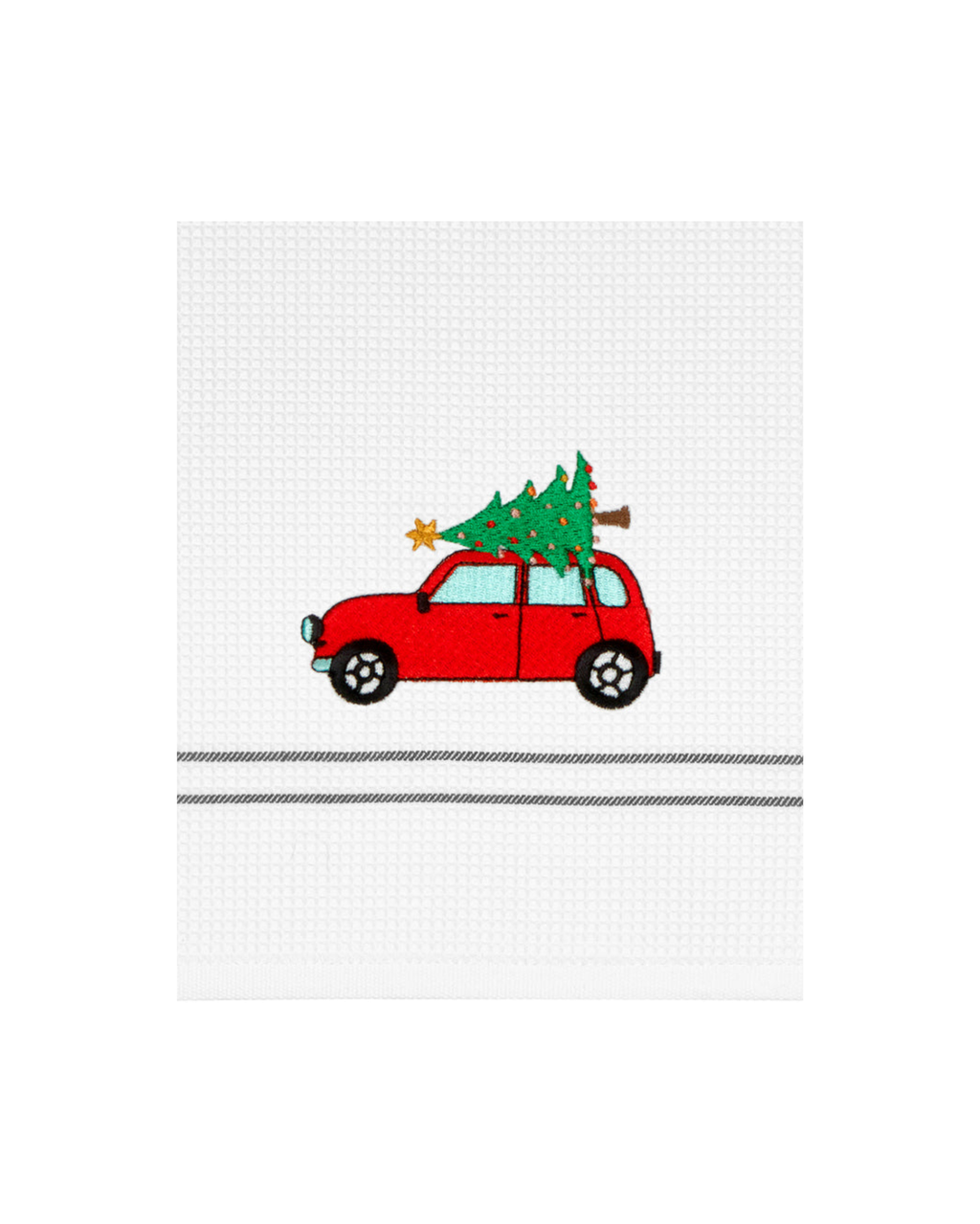 Geschirrtuch Weihnachtsauto Christbaum Bestickt