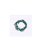 Cocktailserviette Weihnachtskranz bestickt, 2er-Set