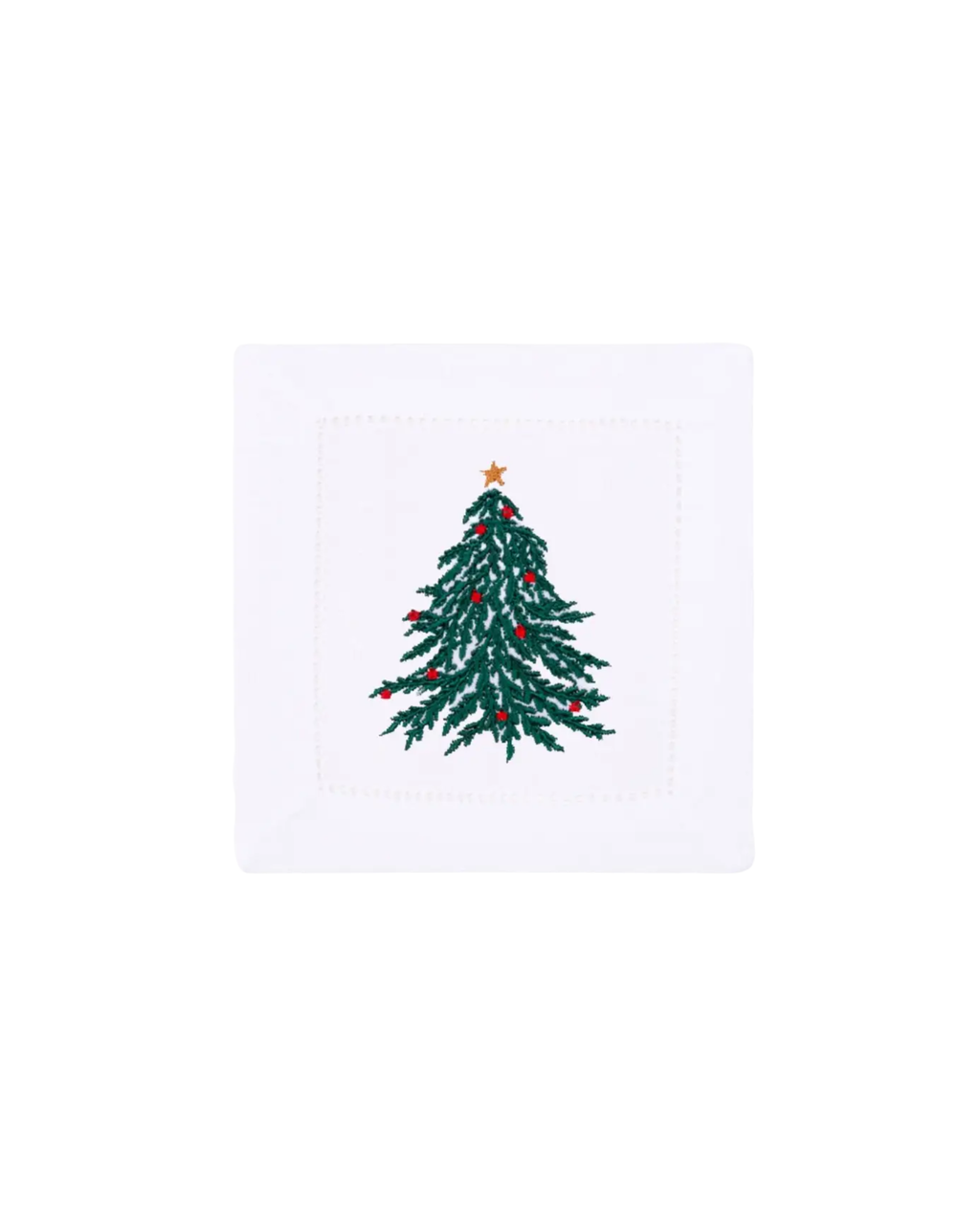 Cocktailserviette Weihnachtsbaum bestickt, 2er-Set