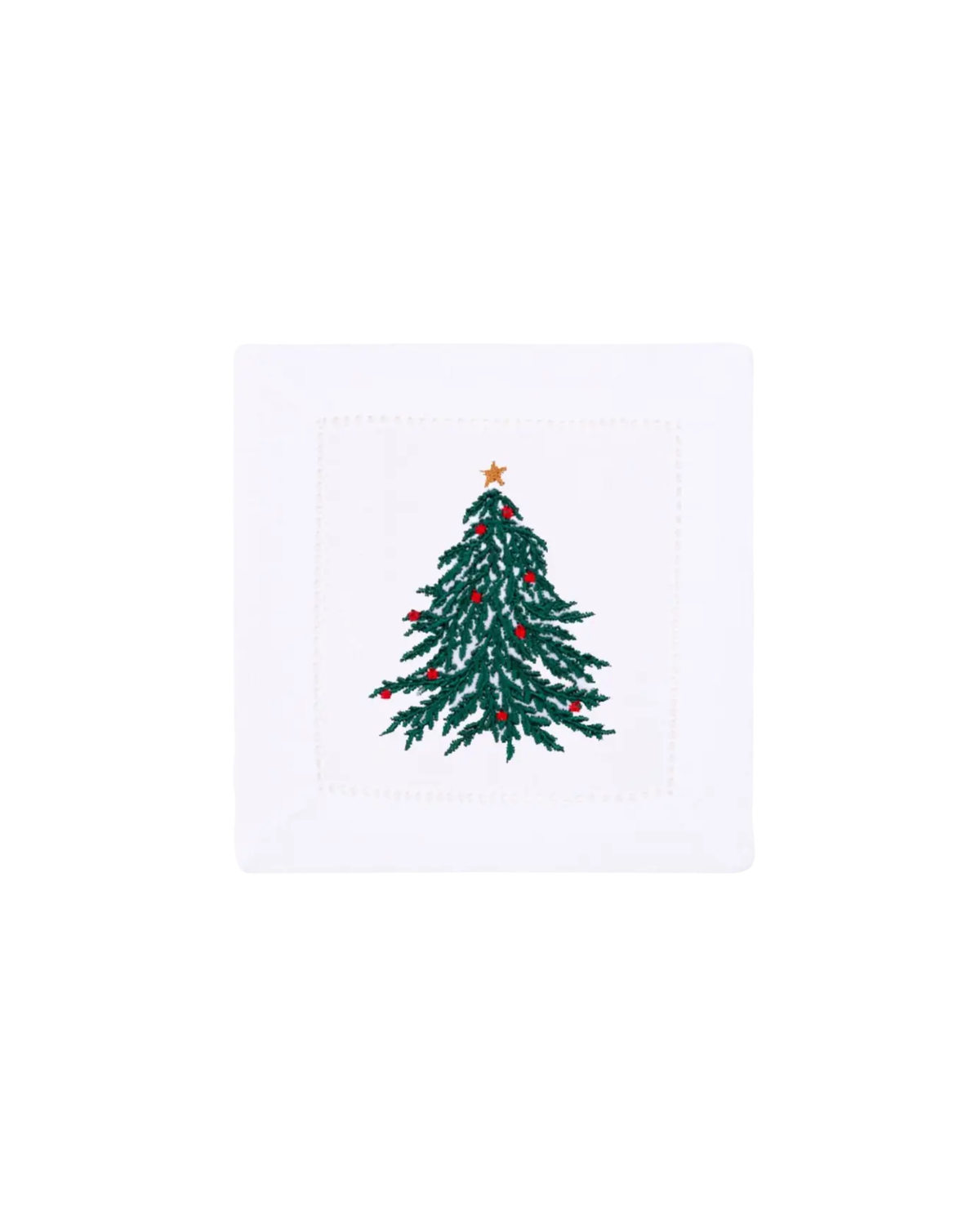 Cocktailserviette Weihnachtsbaum bestickt, 2er-Set