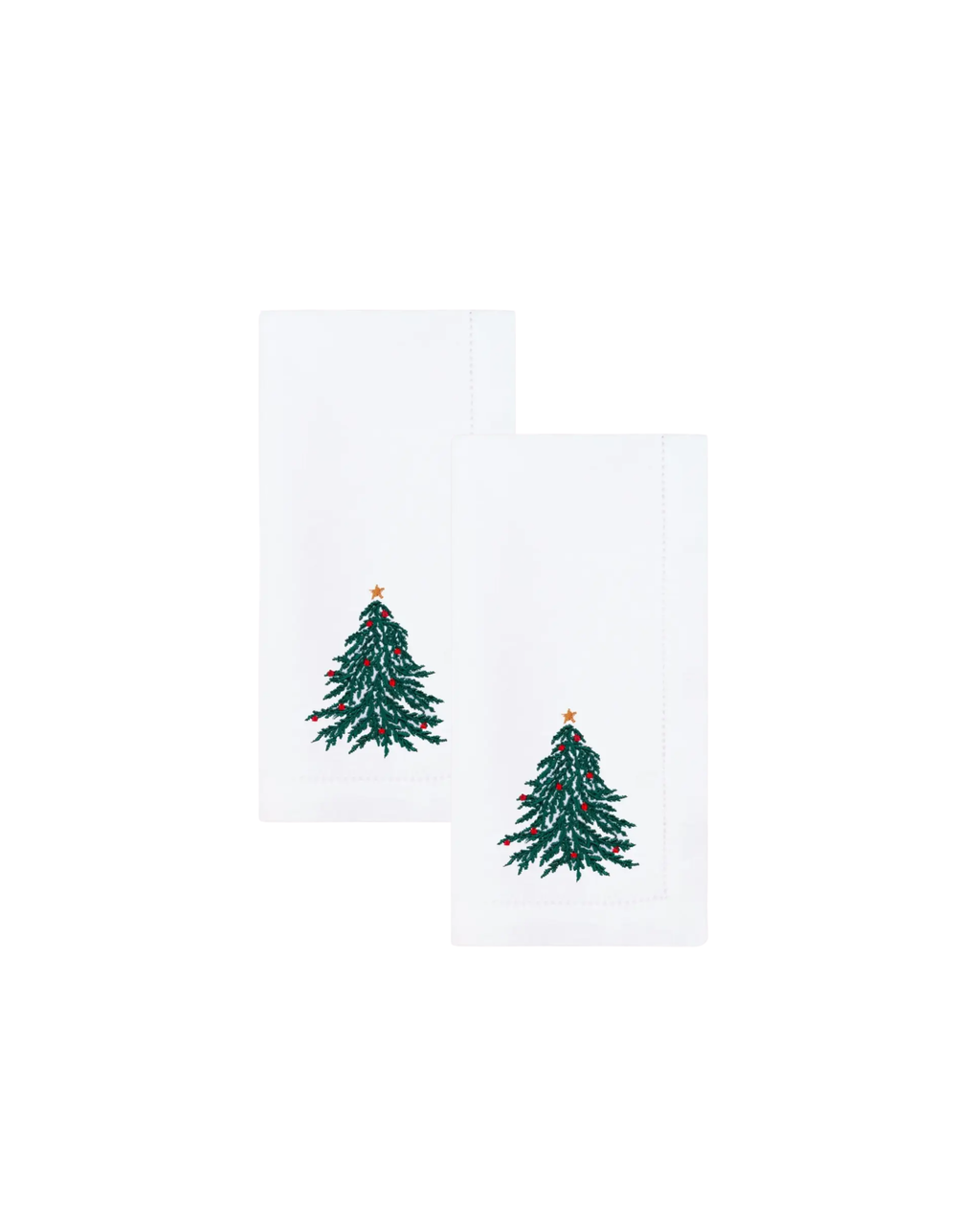 Serviette Baumwolle Weihnachtsbaum bestickt, 2er-Set