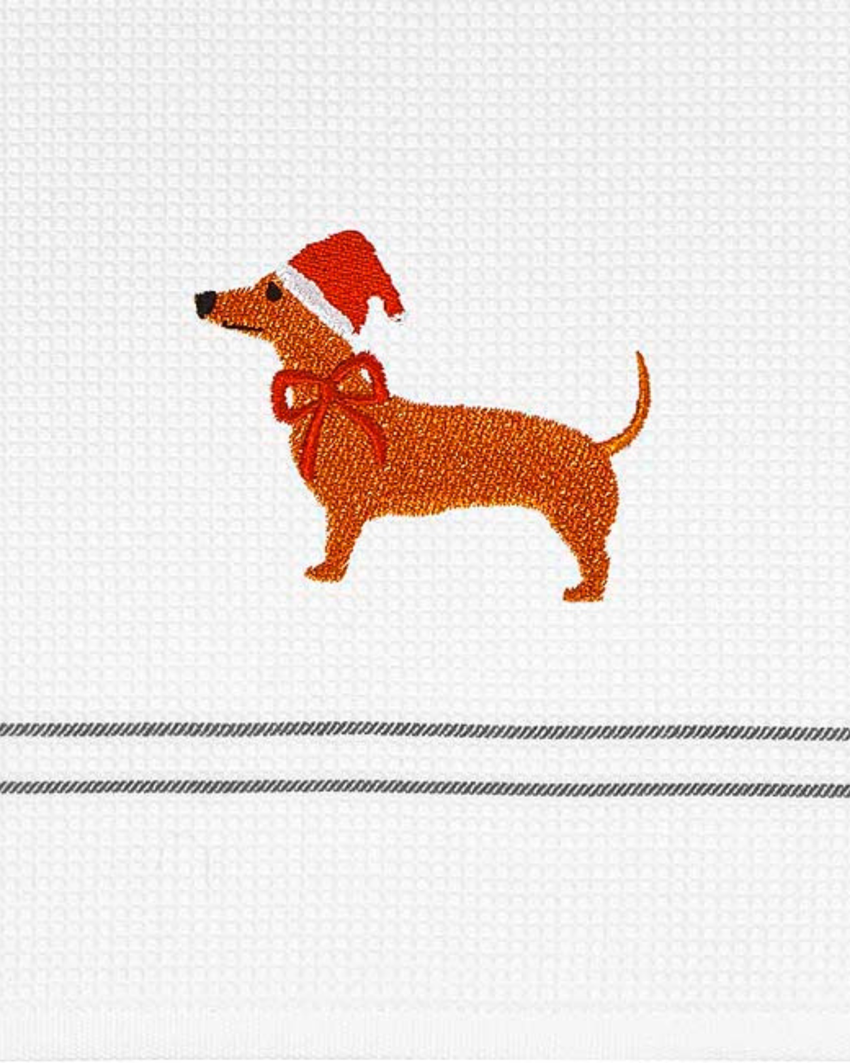 Geschirrtuch Dackel Weihnachtsmotiv Bestickt
