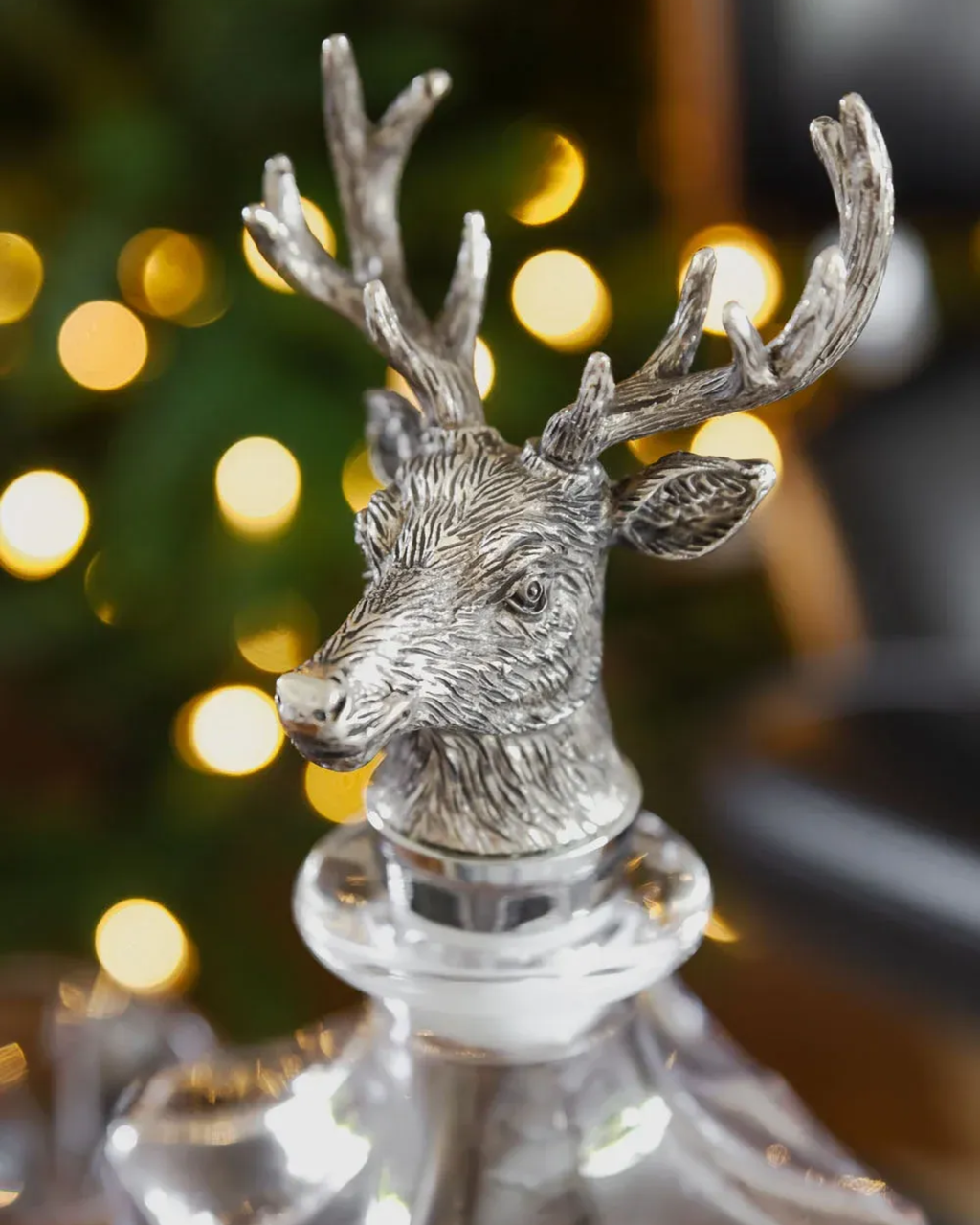 Whiskykaraffe Hirschkopf aus Kristallglas