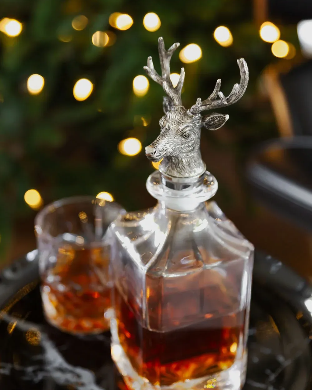 Whiskykaraffe Hirschkopf aus Kristallglas