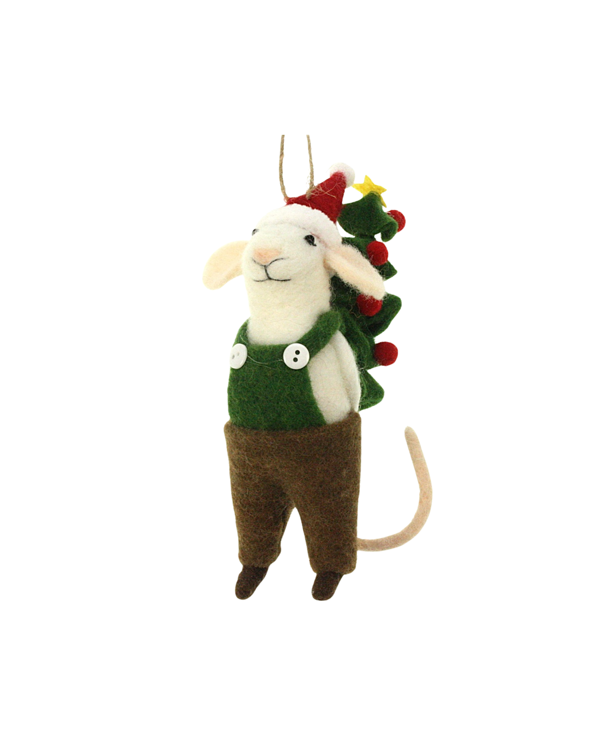 Christbaumschmuck Filzmaus mit Tannenbaum
