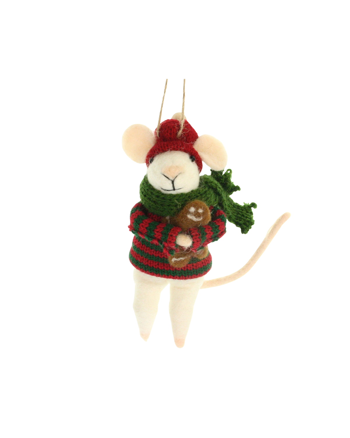 Christbaumschmuck Filzmaus mit Lebkuchenmann