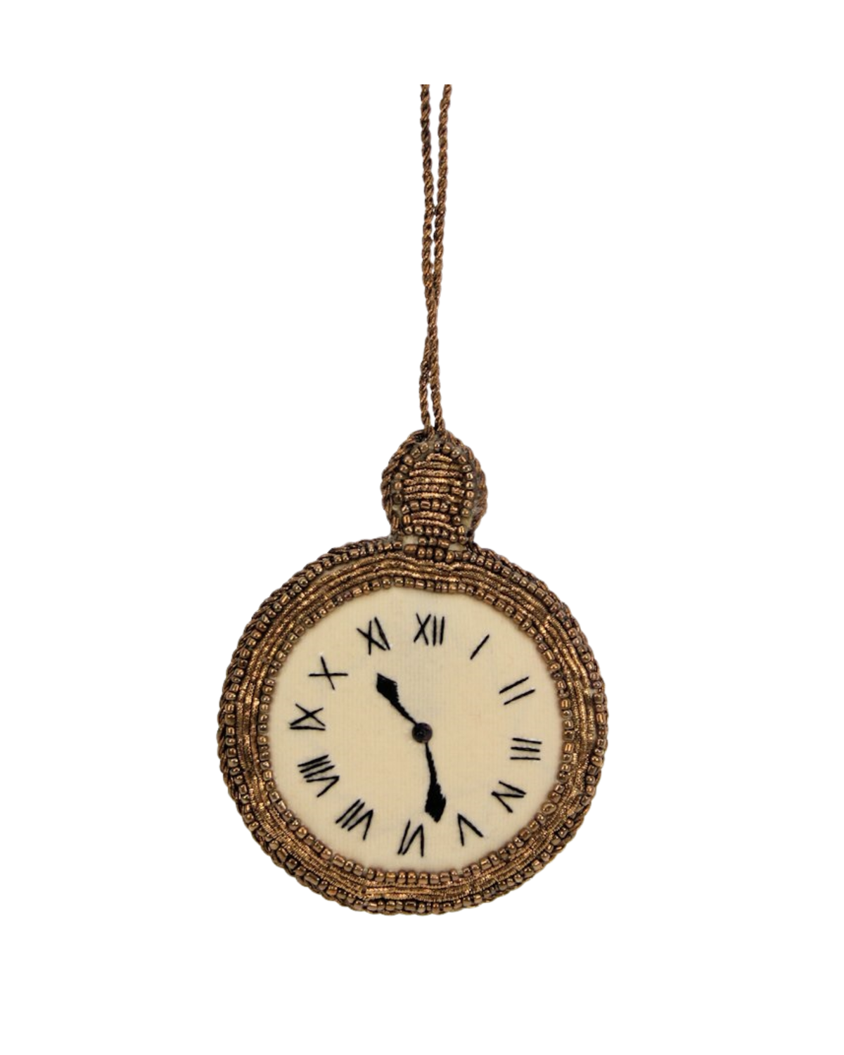 Christbaumschmuck Taschenuhr Perlenstickerei