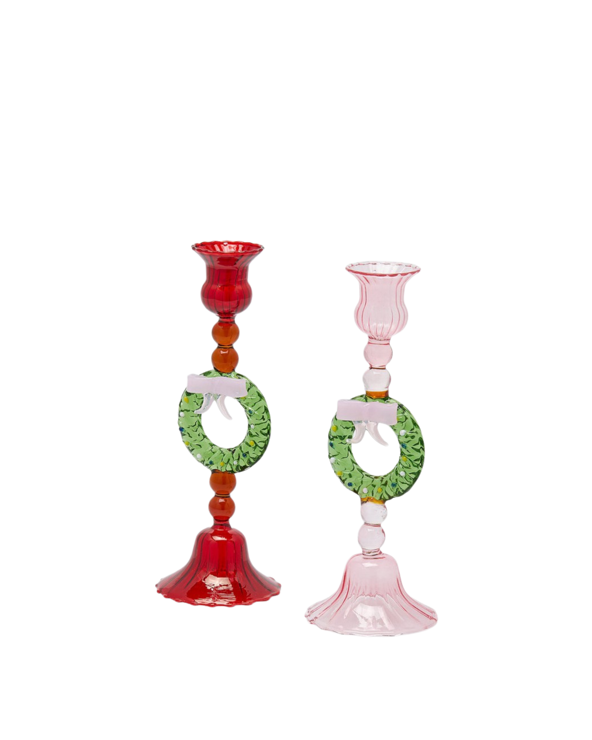 Kerzenhalter Weihnachtskranz Glas 2er-Set
