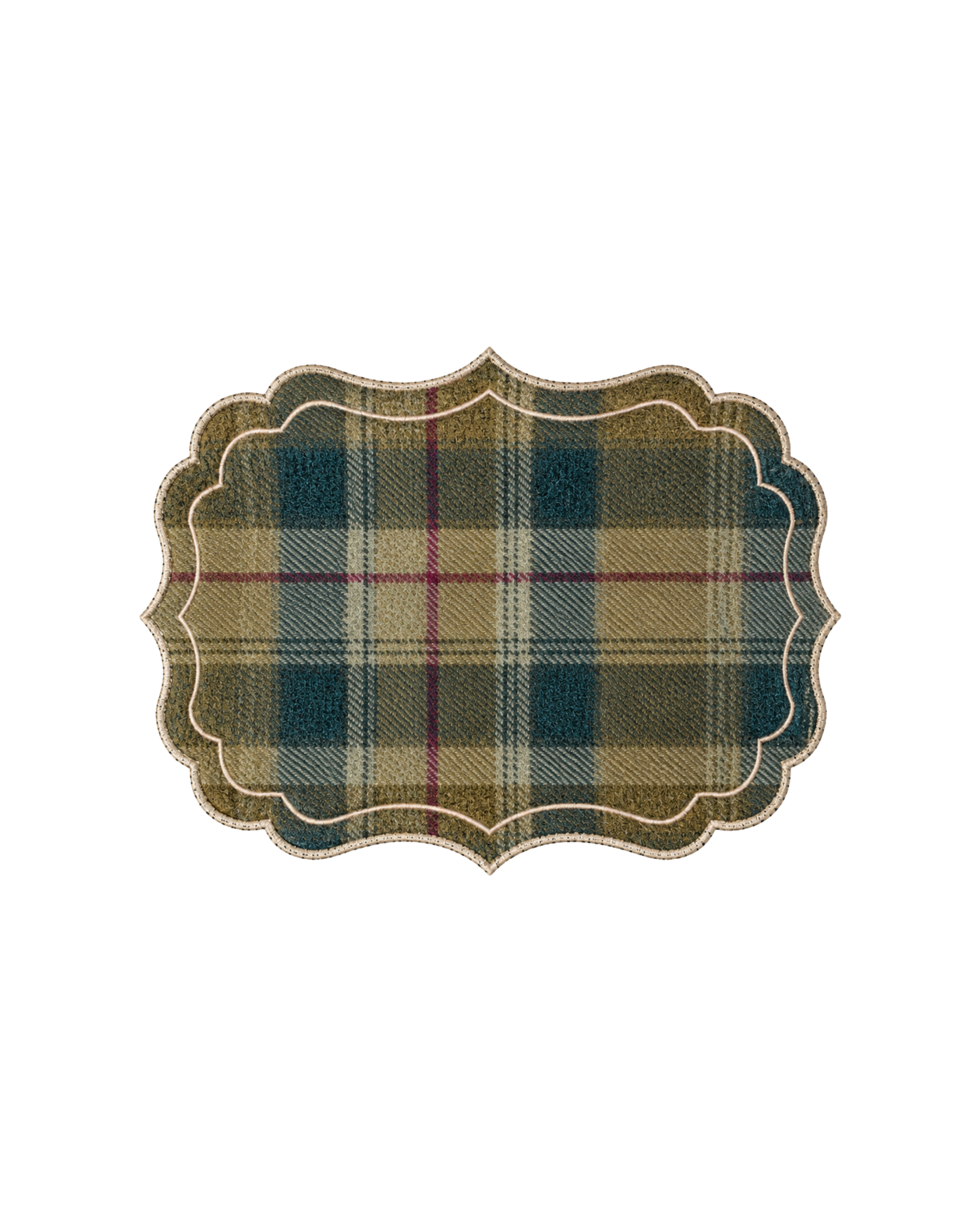 Tischset Tartan 100% Wolle mit silbernem Rand, 2er Set