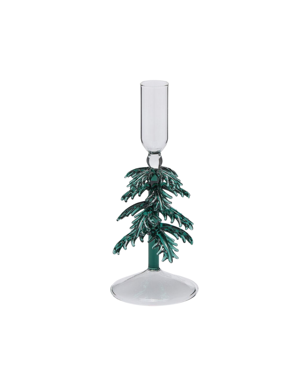 Kerzenhalter Glas Tannenzweig, 20 cm