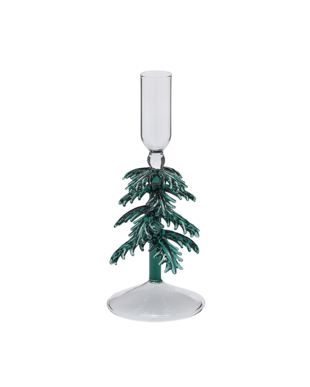 Kerzenhalter Glas Tannenzweig, 23 cm