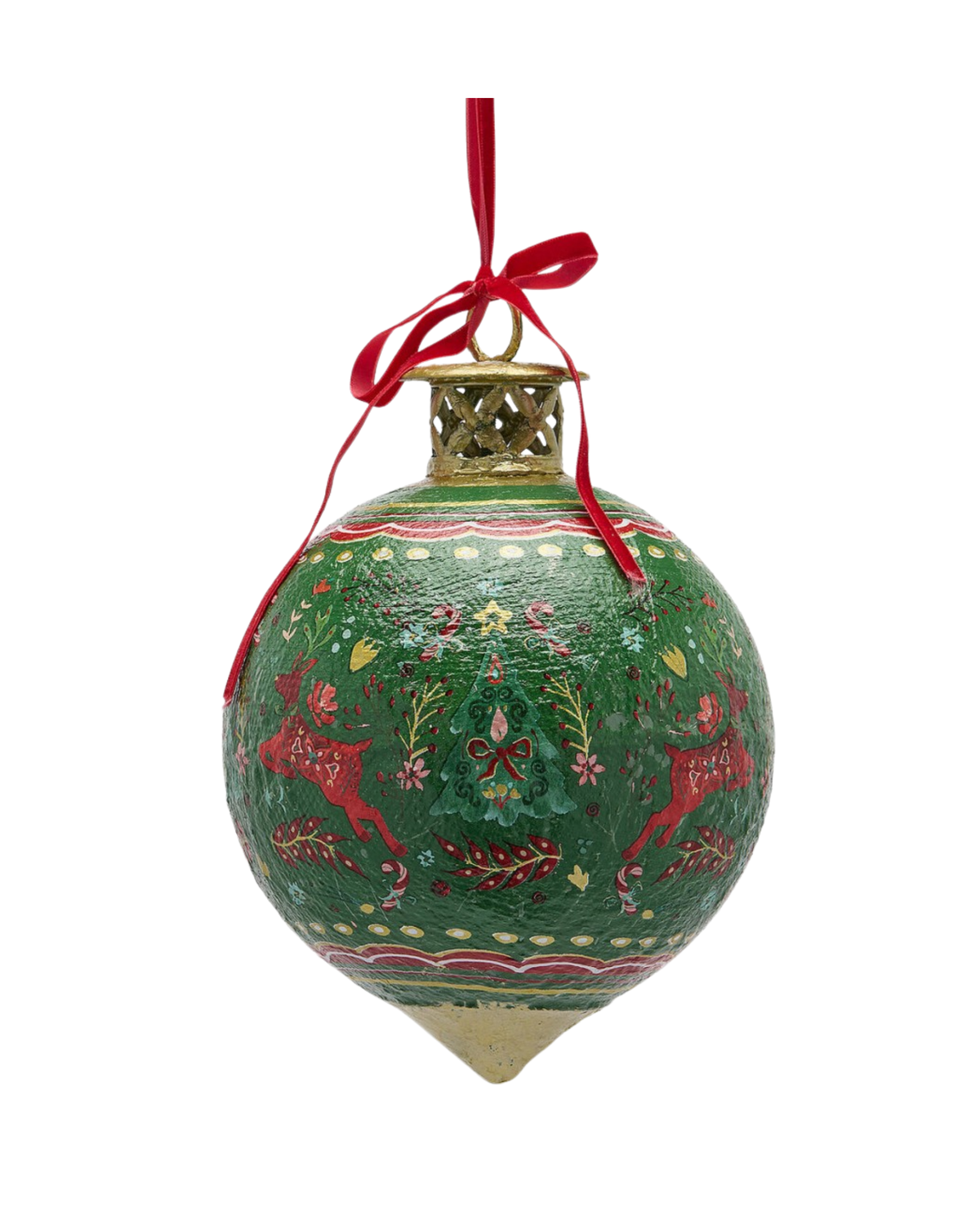 Weihnachtskugel Jaipur Grün-Rot