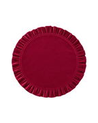 Runde Samt-Tischsets mit Rüschen auf der Tafel