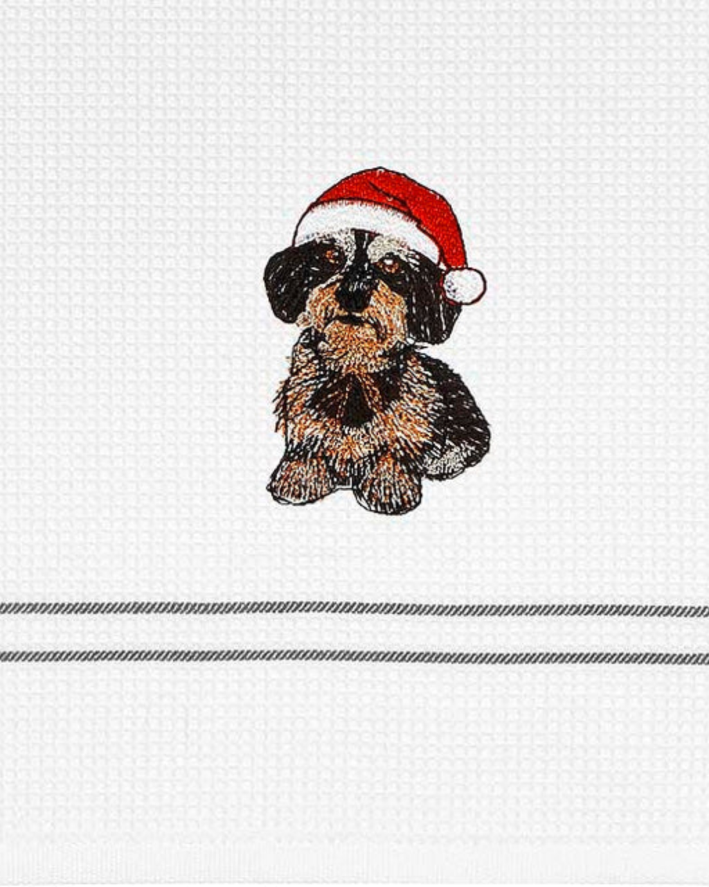 Geschirrtuch Weihnachtsdackel Bestickt