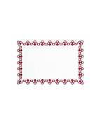 Placemat White with Embroidered Edge Red, Set of 2