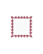 Napkin White with Embroidered Edge Red, Set of 2