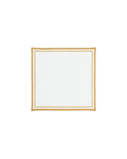 Serviette Weiß mit besticktem Rand Gold, 2er-Set