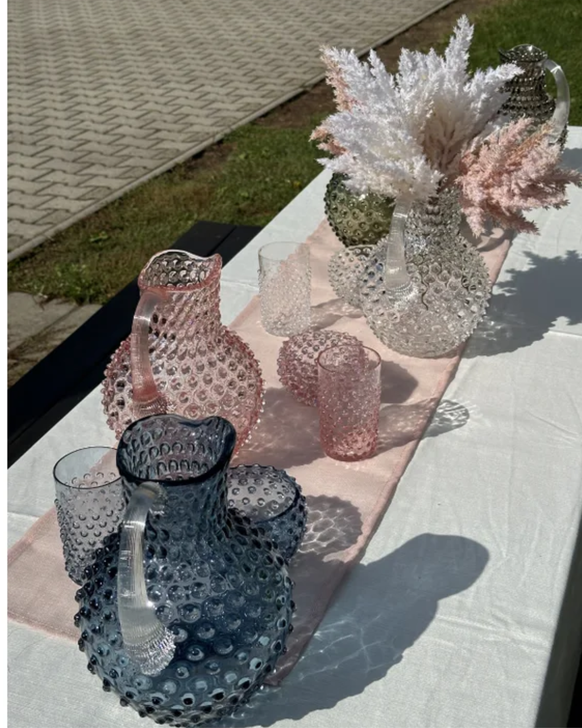 Anna von Lipa Hobnail Jug Blue Smoke