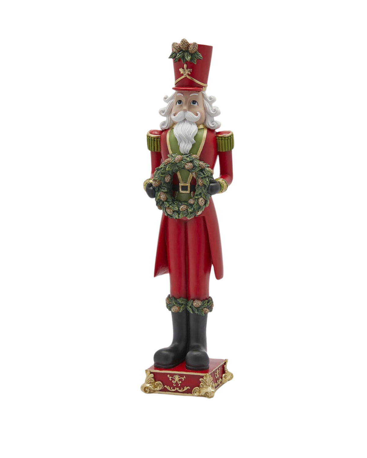 Nussknacker Soldat mit Kranz Grün-Rot, 60 cm