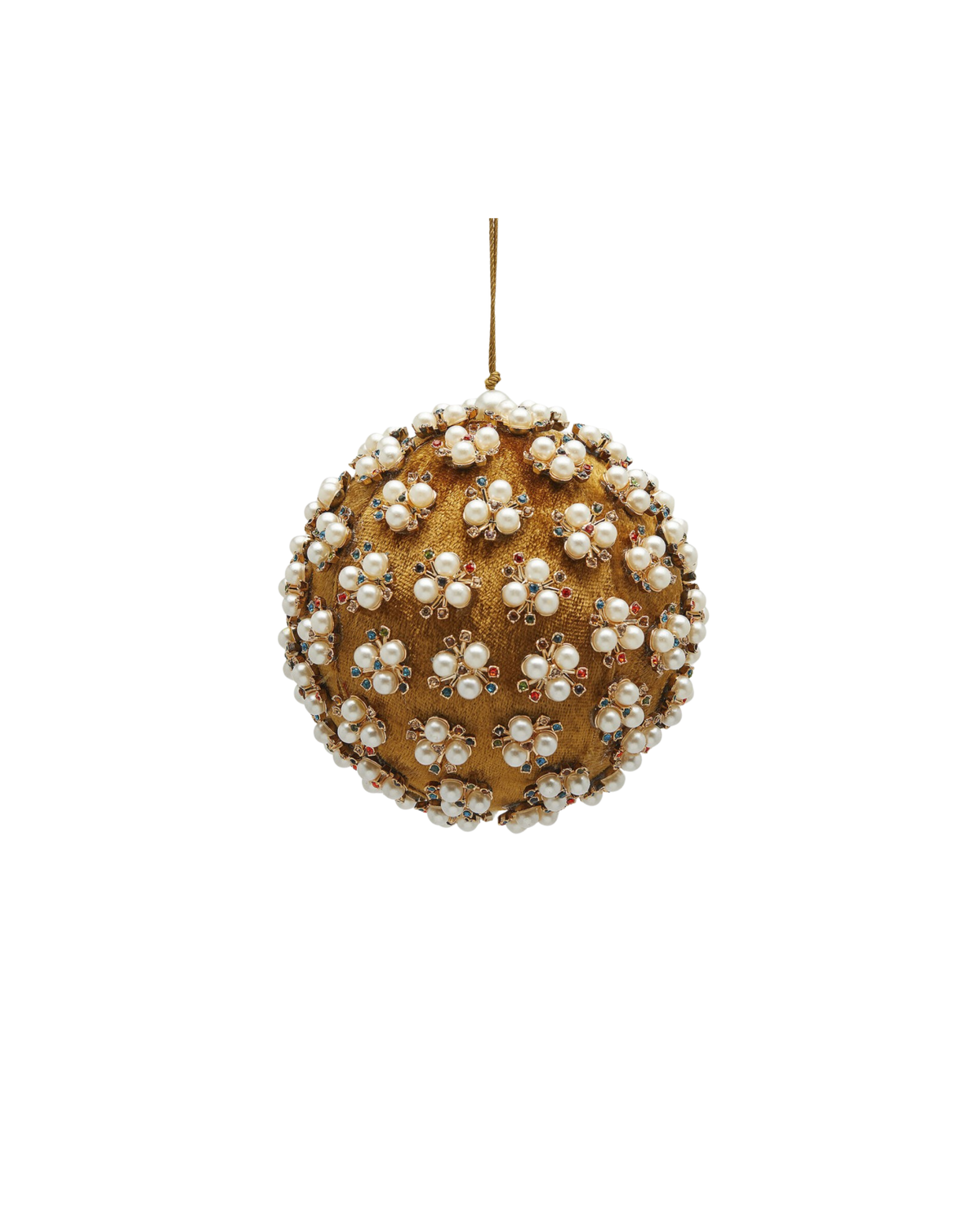 Weihnachtsbaumkugel Elisabeth mit Perlen Gold
